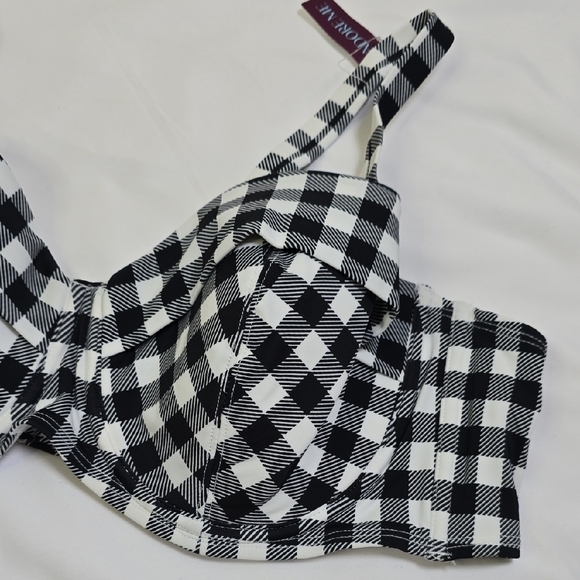 Adore Me Vivien  Black and White Checkered Women's Bikini Top - Picture 3 of 8